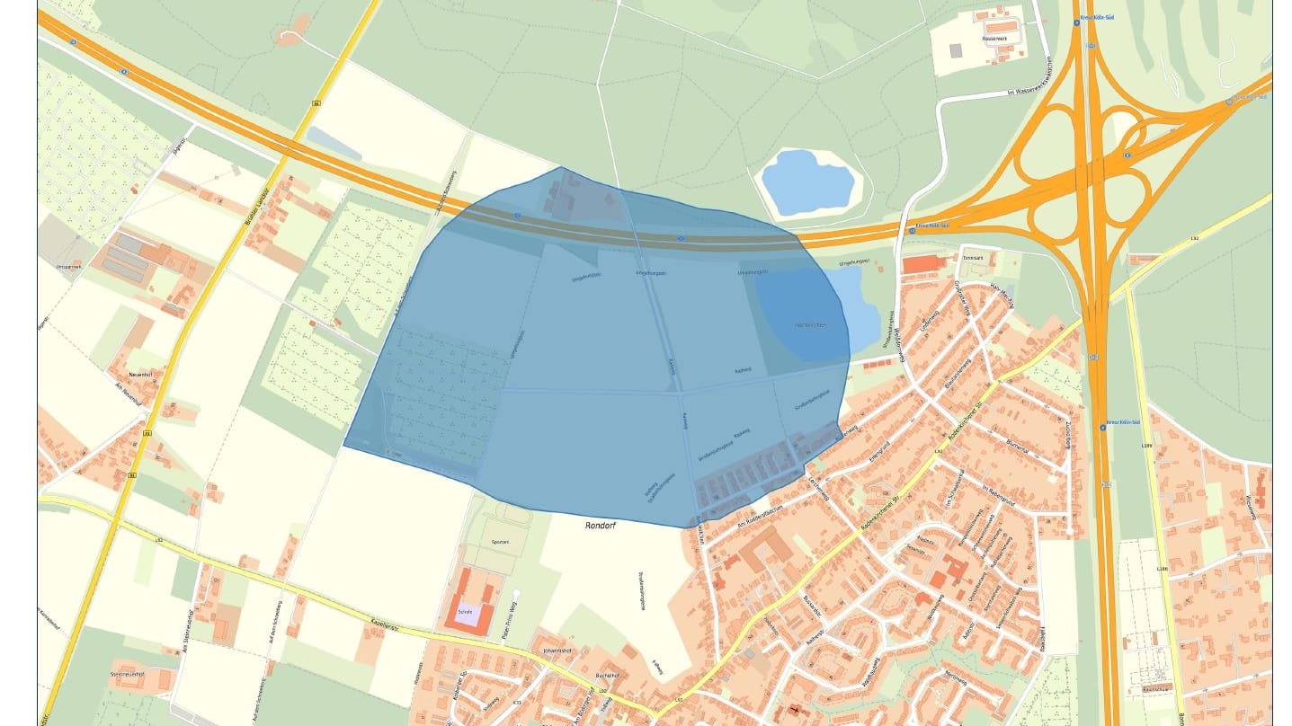 Dieser Bereich in Rondorf soll geräumt und evakuiert werden.