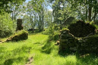 Ruinen des alten Dorfes am Nordufer des Loch Tay in Perthshire.