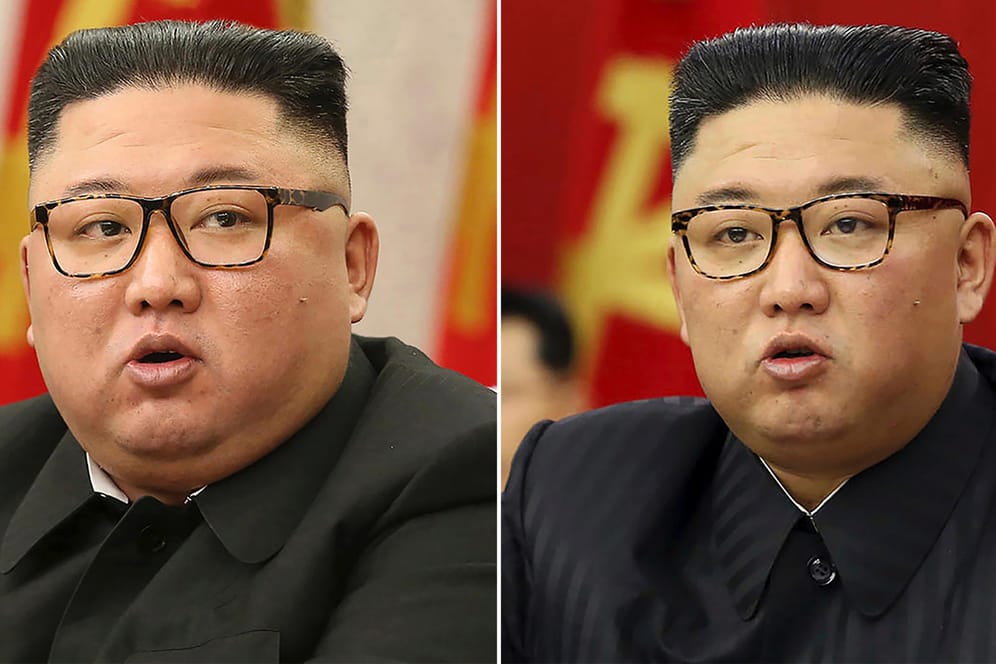 Nordkoreas Machthaber Kim Jong Un vor und nach seinem Gewichtsverlust: Jeder rede davon, wie ihm beim Anblick Kims "sofort die Tränen gekommen sind", zitierte der Staatssender KCTV.