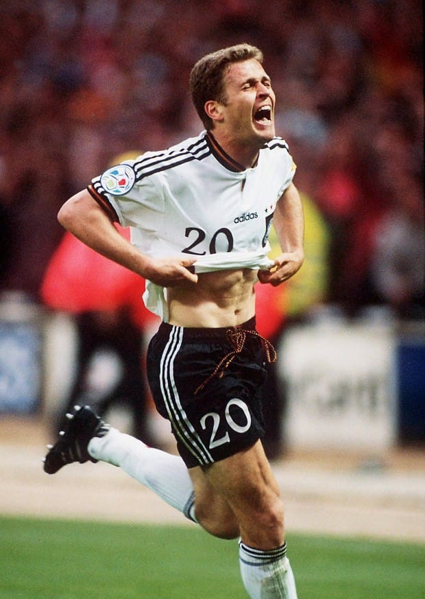 Oliver Bierhoff nach seinem Golden Goal im EM-Finale 1996.