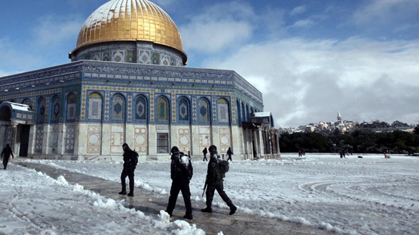 Wintereinbruch in Israel, Al-Aqsa-Moschee, Jerusalem