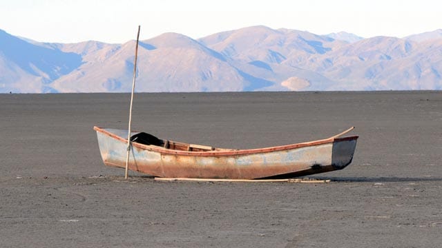 Eine lange Dürrephase 2016 hat den Lago Poopo in Bolivien austrocknen lassen.