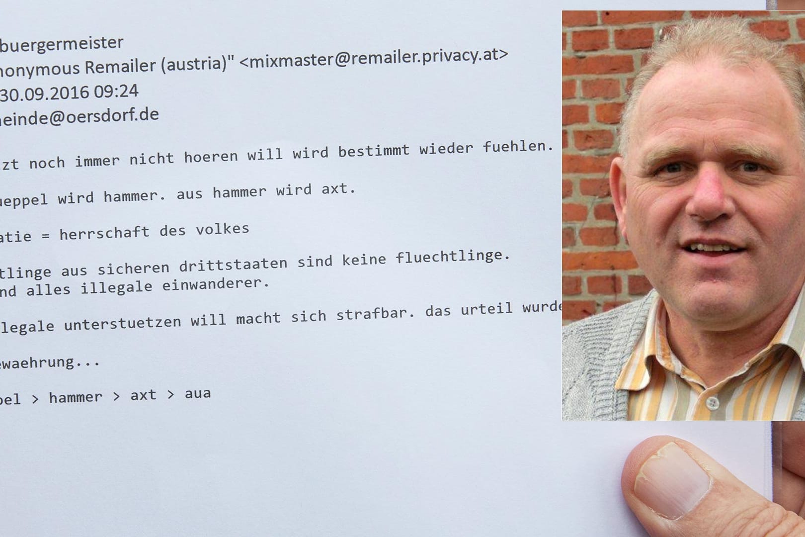 Joachim Kebschull, der Bürgermeister der Gemeinde Oersdorf ,wurde am Donnerstag vor einer Sitzung des Bauausschusses niedergeschlagen.