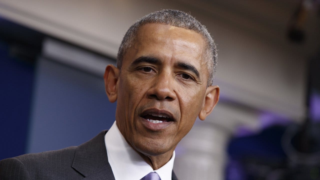 Präsident Barack Obama spricht während seiner letzten Pressekonferenz im Pressezentrum des Weißen Hauses in Washington.