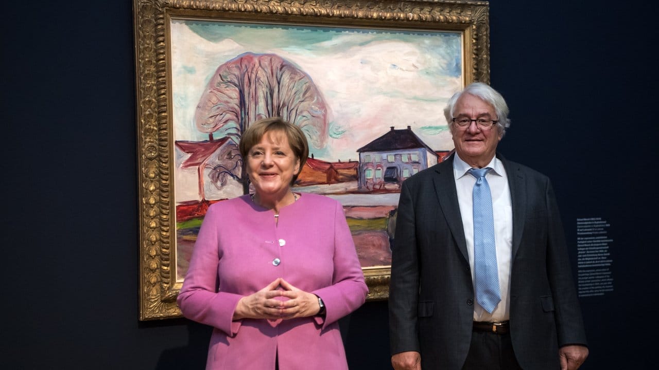 Altkanzlerin Angela Merkel und Unternehmer Hasso Plattner im Museum Barberini in Potsdam: Der Milliardär hat den Aufbau des ehemaligen Palasts finanziert.