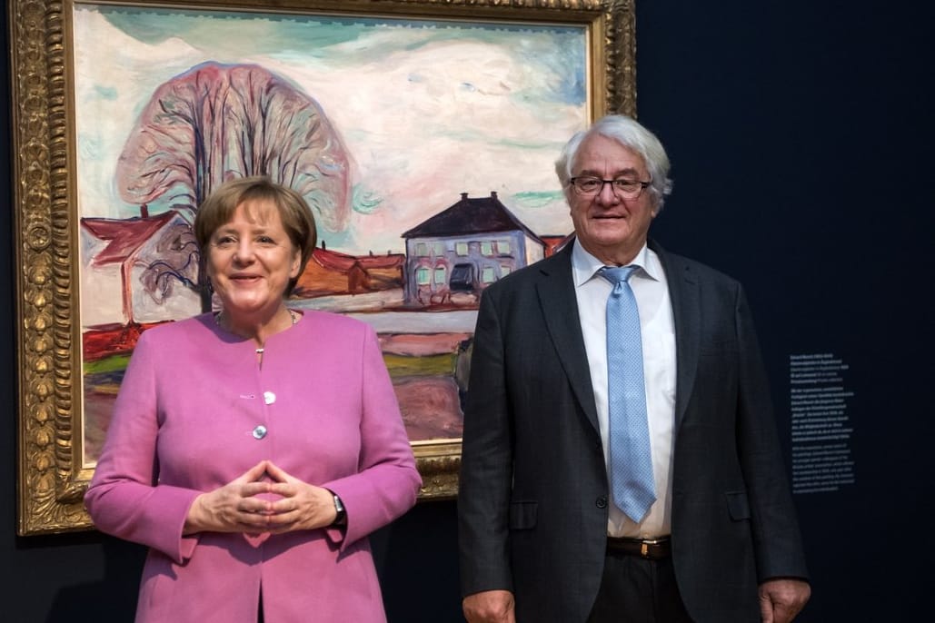 Altkanzlerin Angela Merkel und Unternehmer Hasso Plattner im Museum Barberini in Potsdam: Der Milliardär hat den Aufbau des ehemaligen Palasts finanziert.