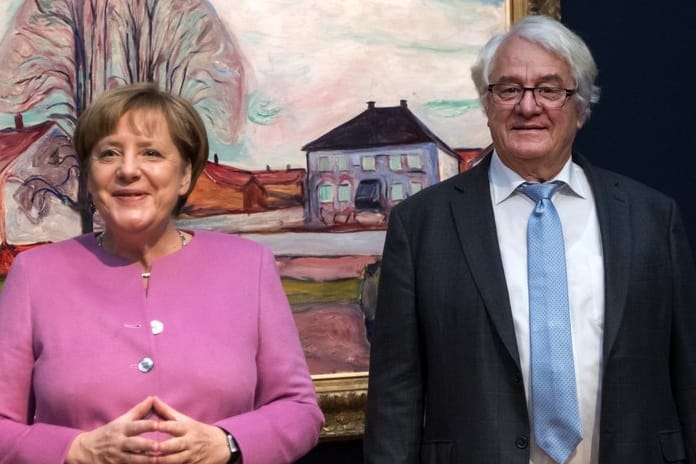 Altkanzlerin Angela Merkel und Unternehmer Hasso Plattner im Museum Barberini in Potsdam: Der Milliardär hat den Aufbau des ehemaligen Palasts finanziert.