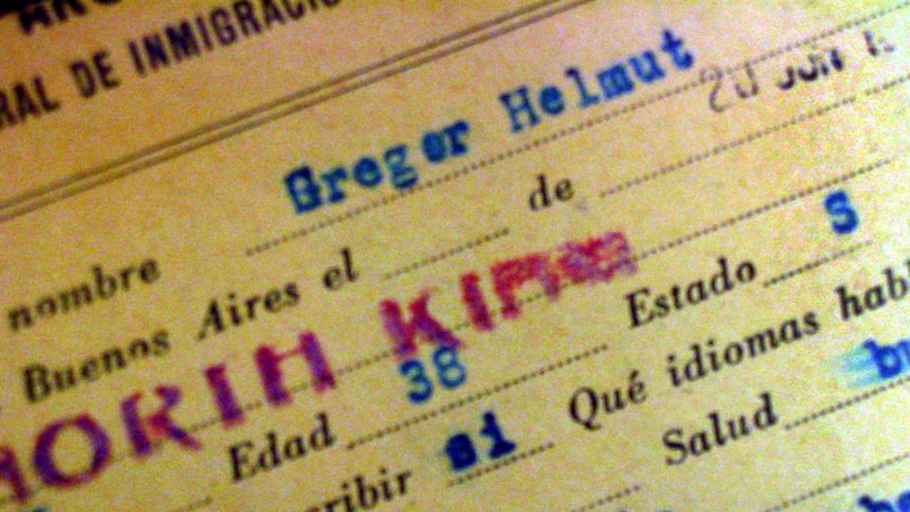 Die argentinischen Einreise-Dokumente von Josef Mengele, des KZ-Arztes von Auschwitz, der unter dem Namen Helmut Gregor nach Argentinien einwanderte.