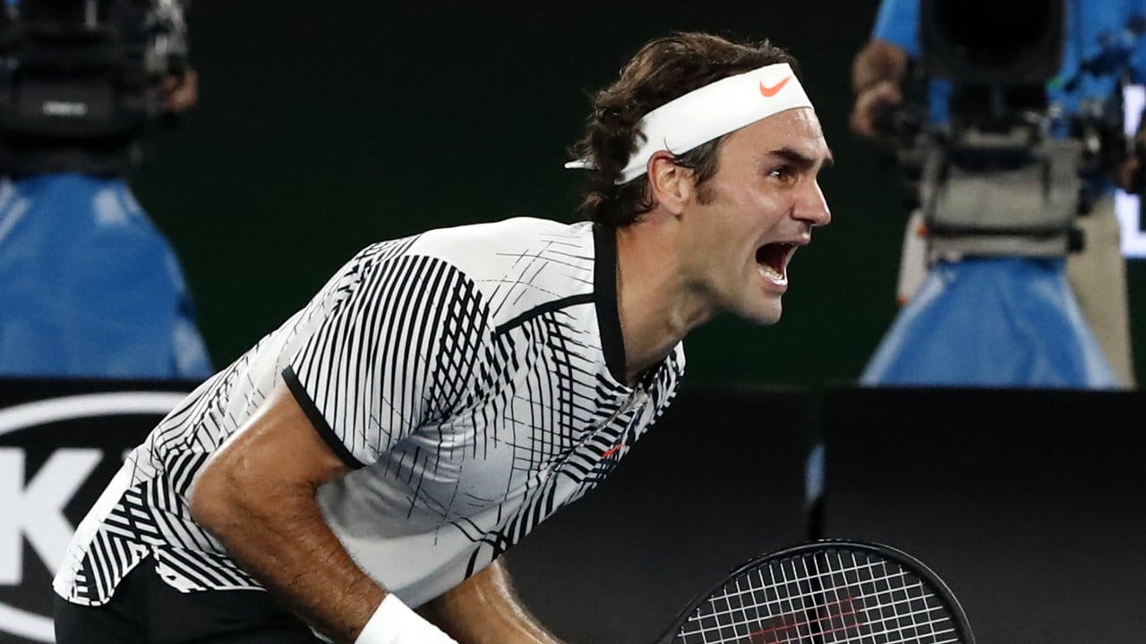 Roger Federer ließ nach dem Matchball seinen Gefühlen freien Lauf.