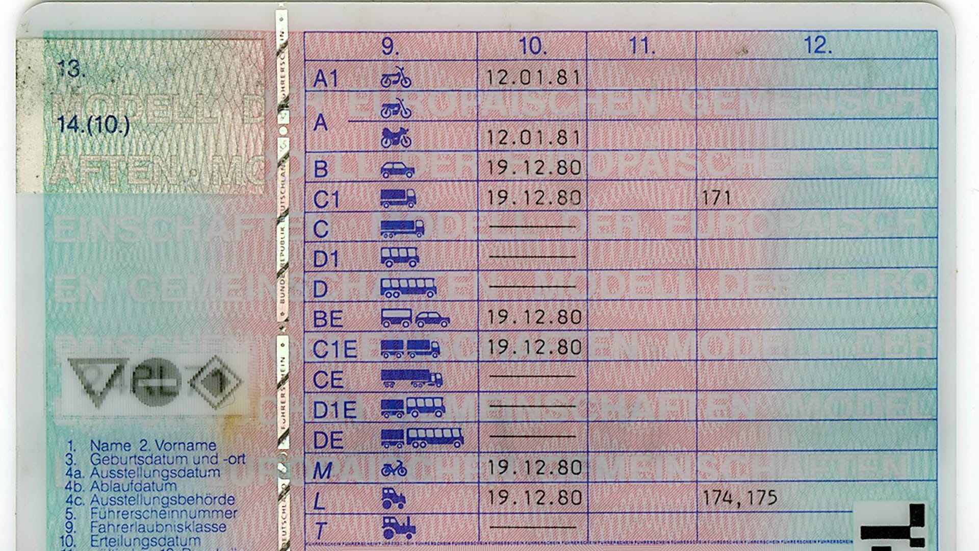 So sieht die Rückseite des EU-Führerscheins aus.