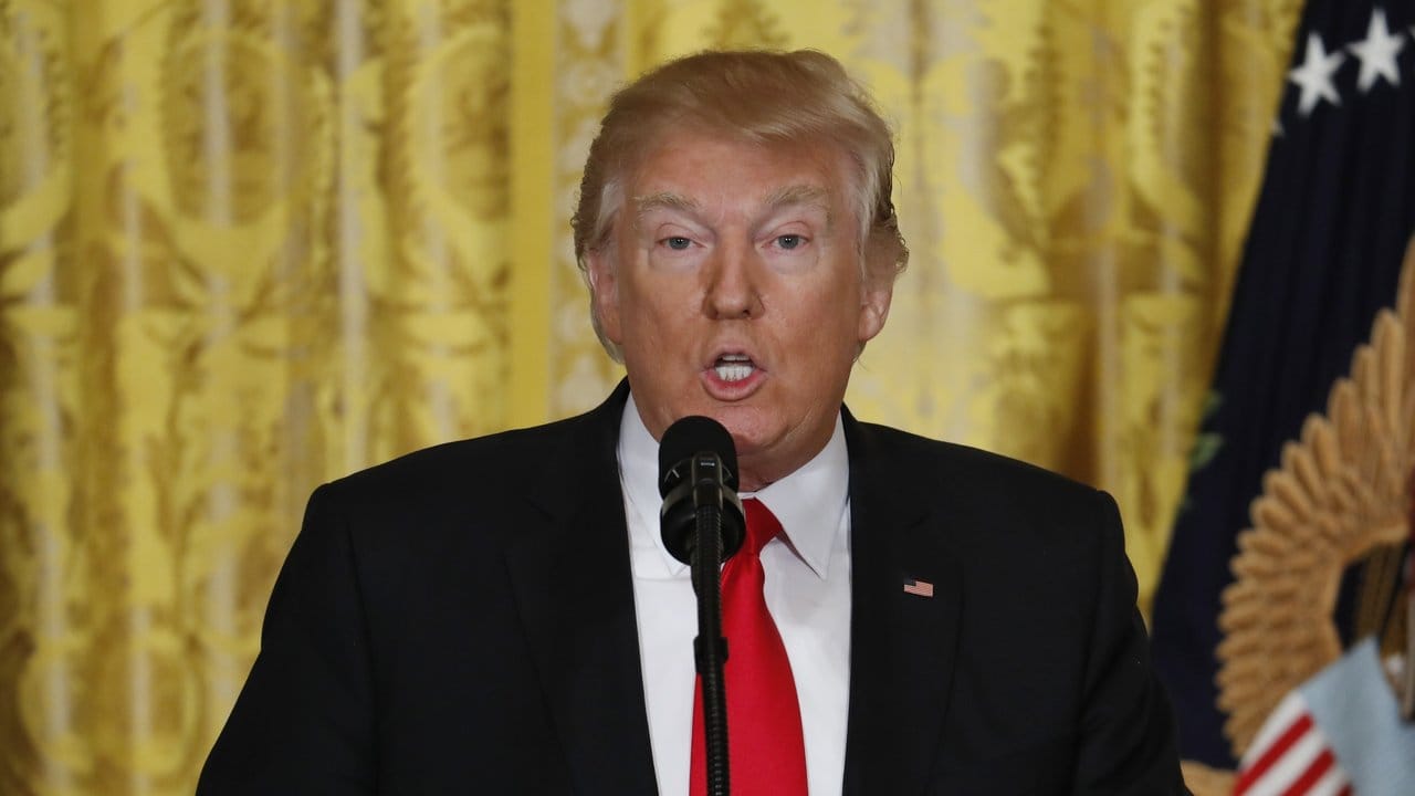 US-Präsident Donald Trump während seiner Rede im East Room des Weißen Hauses in Washington.