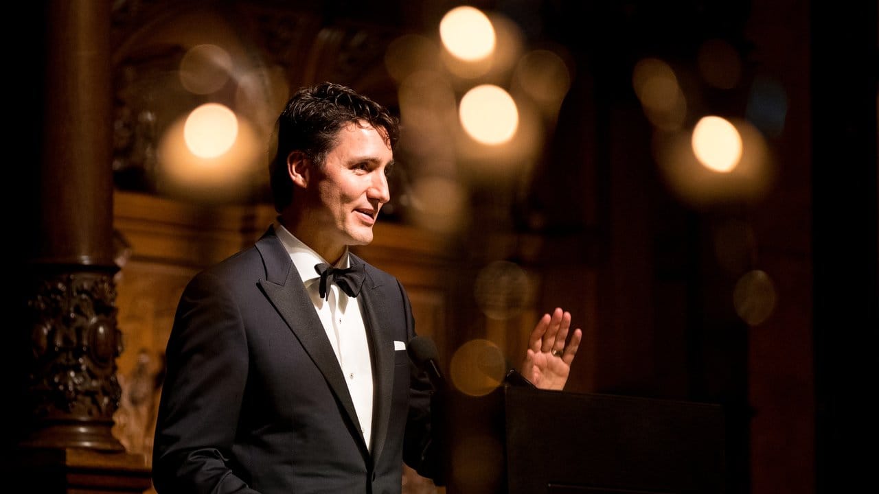 Der kanadische Premierminister Justin Trudeau bei seiner Rede in Hamburg.