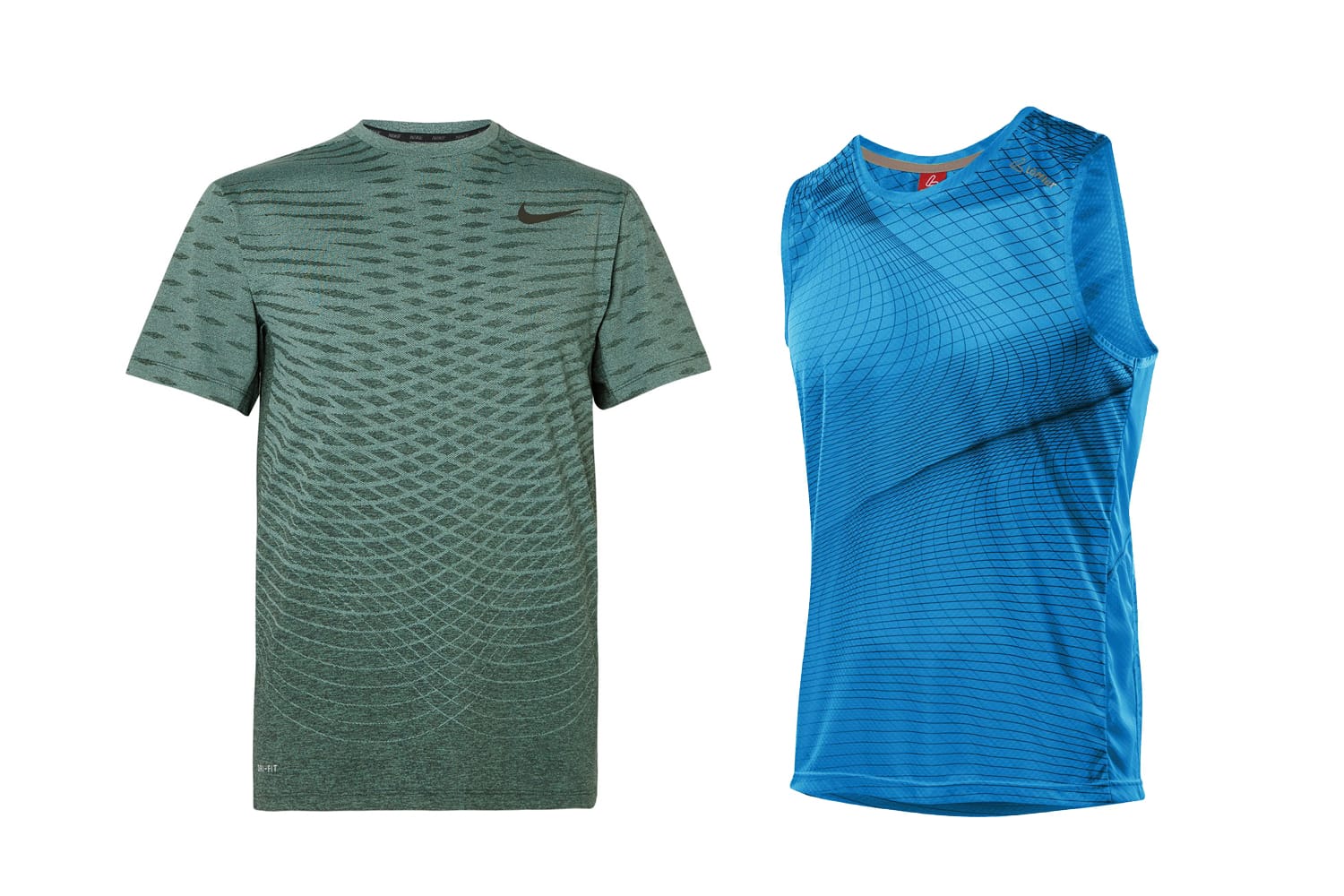 Das Running-Shirt von Nike (um 65 Euro) und das Tank von Löffler (um 49 Euro) überzeugen nicht nur durch sportliche Performance, sondern auch durch ihre coolen, grafischen Prints.