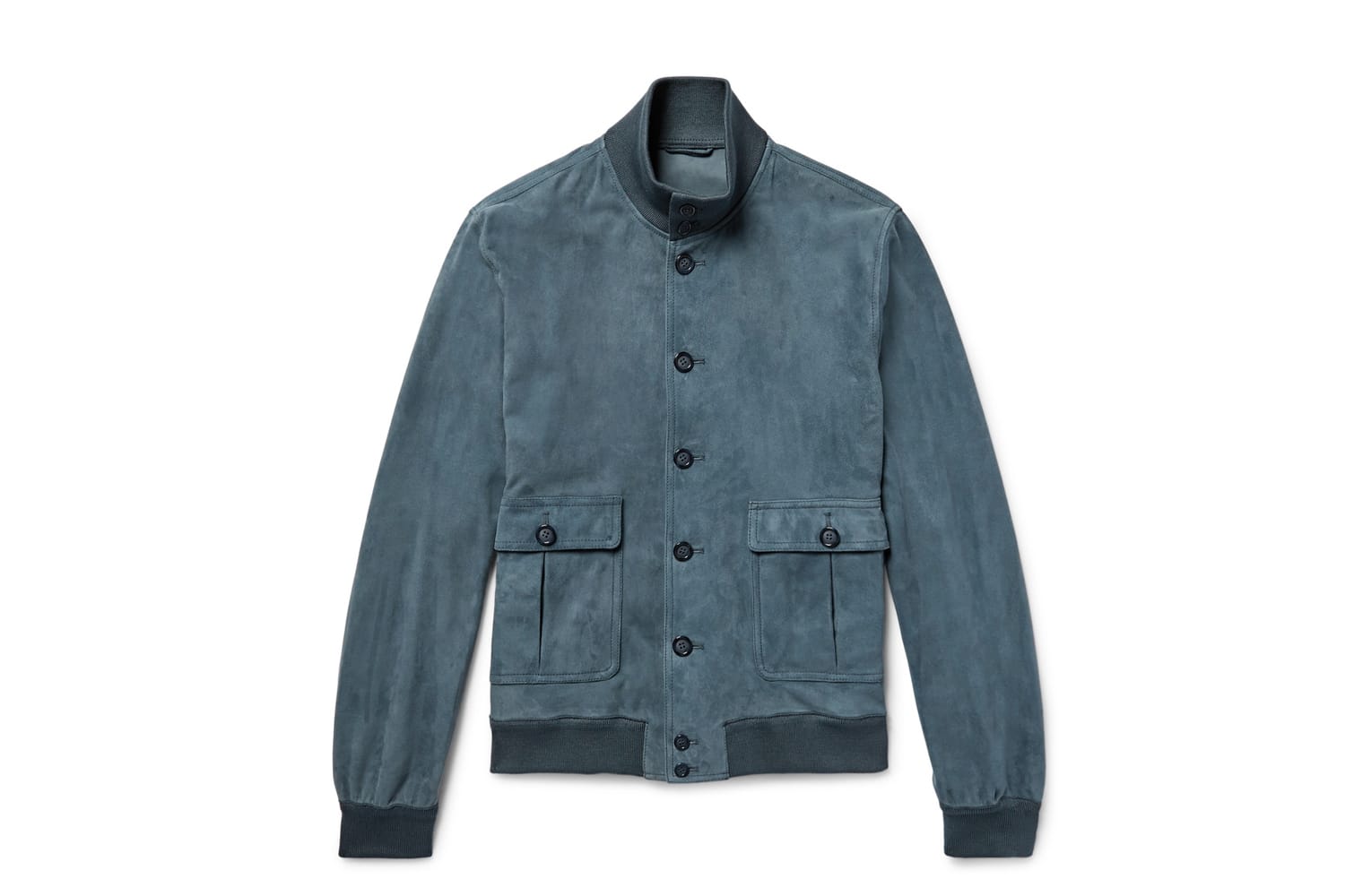 An verwaschenes Jeansblau erinnert diese sommerliche Lederjacke von Valstar (um 980 Euro über MRPORTER).