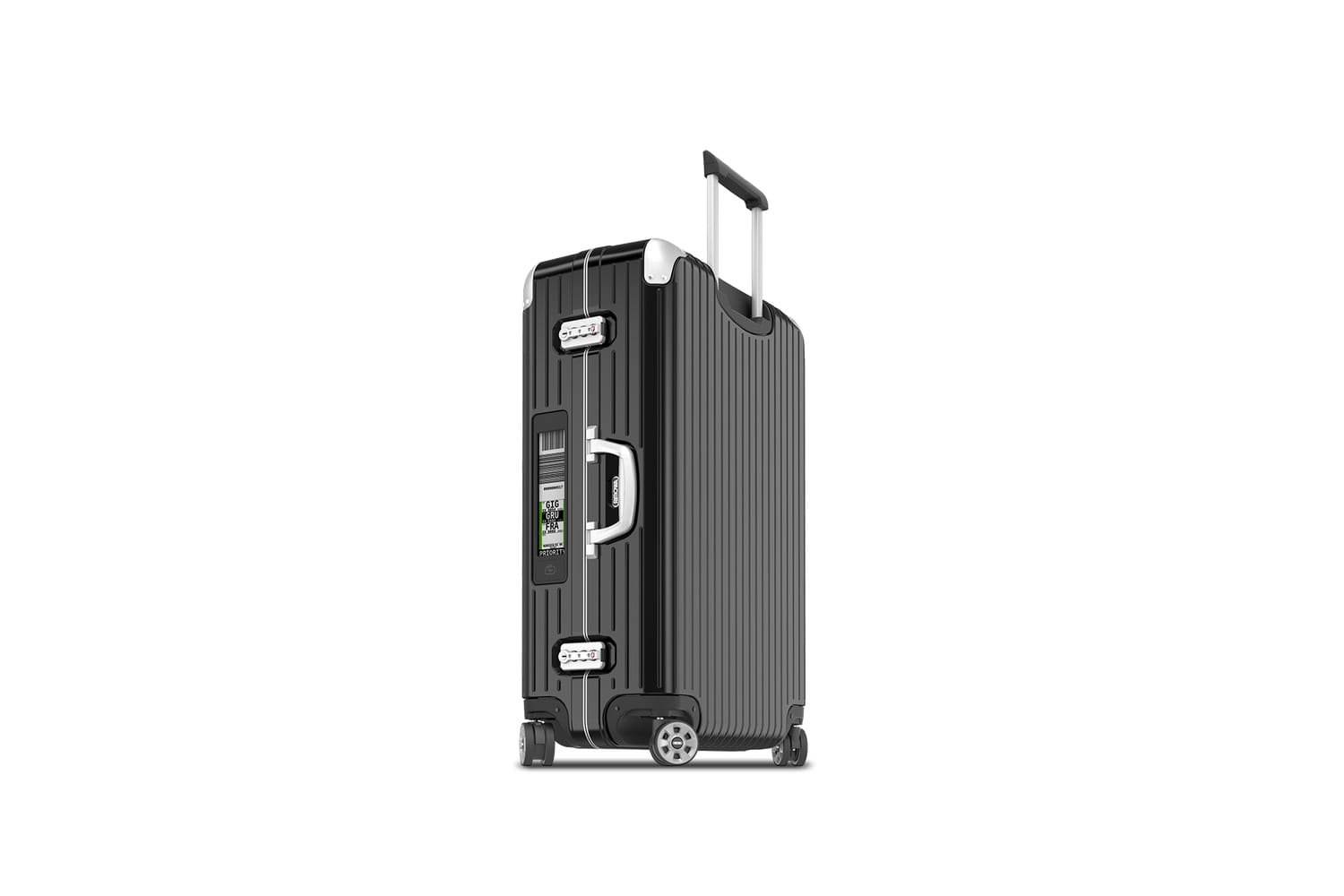 Das zeitlos moderne Design von Koffern aus Polycarbonat, wie dem Multiwheel Electronic Tag aus der Serie Limbo (um 729 Euro) machen die Koffer von Rimowa zu edlen Klassikern.