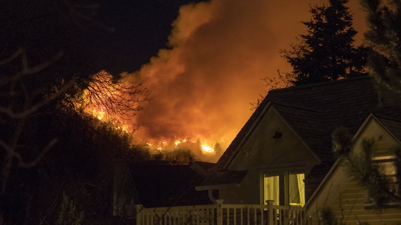 Der Wald steht unweit eines Wohnviertels in Boulder, Colorado in Flammen.
