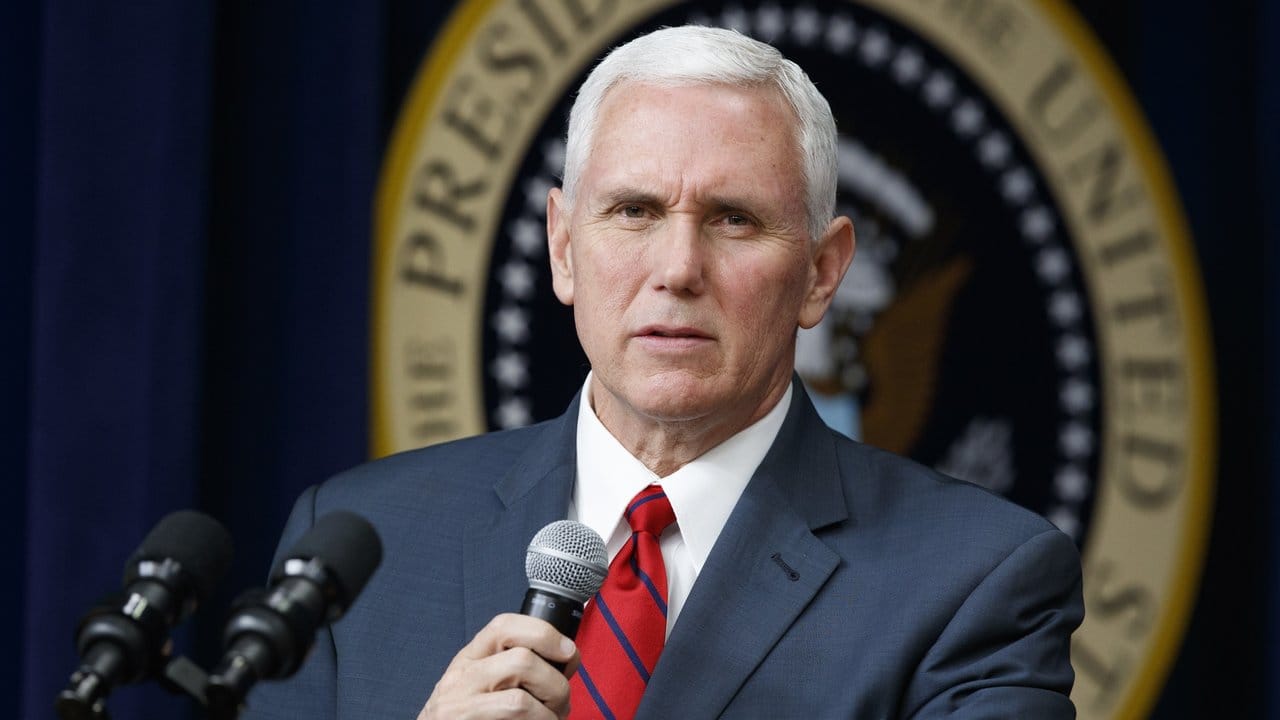 US-Vizepräsident Mike Pence spricht in Washington, USA. US-Vizepräsident Mike Pence spricht in Washington, USA.