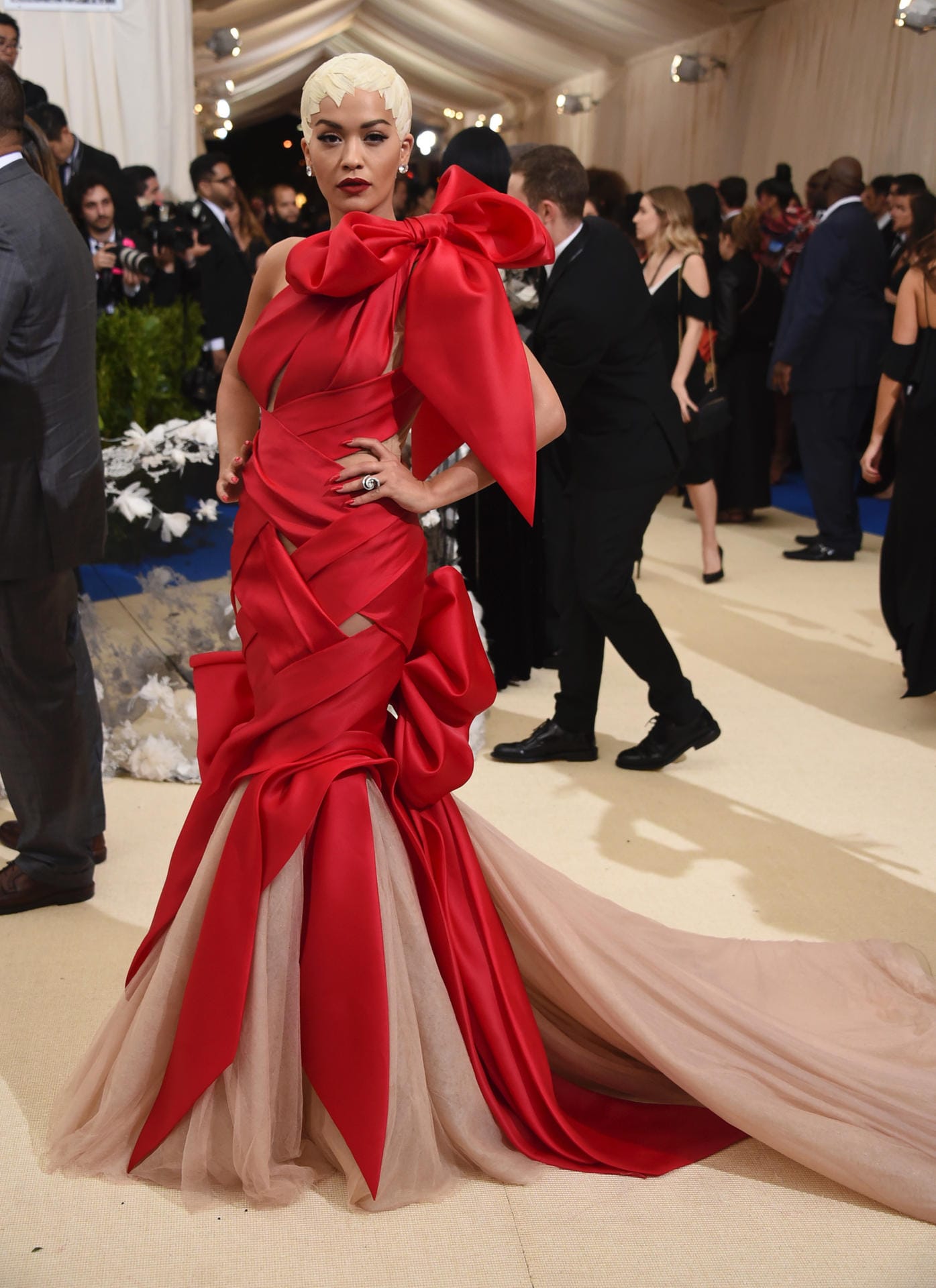 The Lady in Red: Rita Ora.