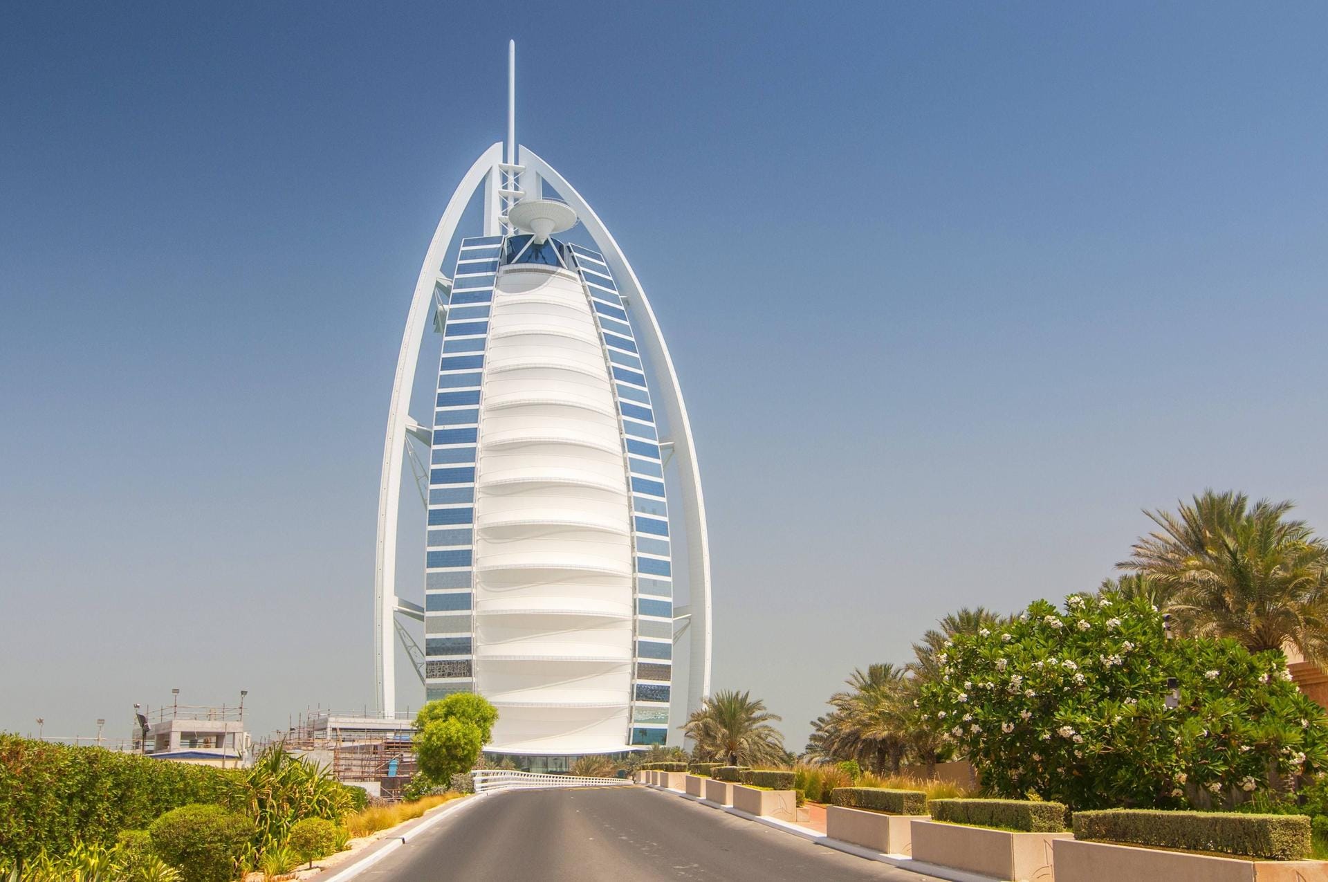 View of the world s first seven stars luxury hotel Burj Al Arab Tower of the Arabs Madinat Jumeira