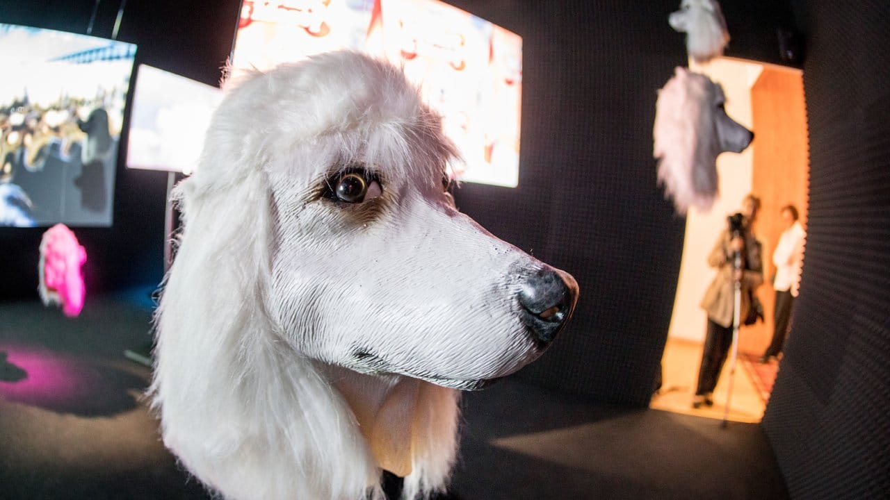 Eine Hundesmaske der britischen Künstlerin Heather Pillipson. Eine Hundesmaske der britischen Künstlerin Heather Pillipson.