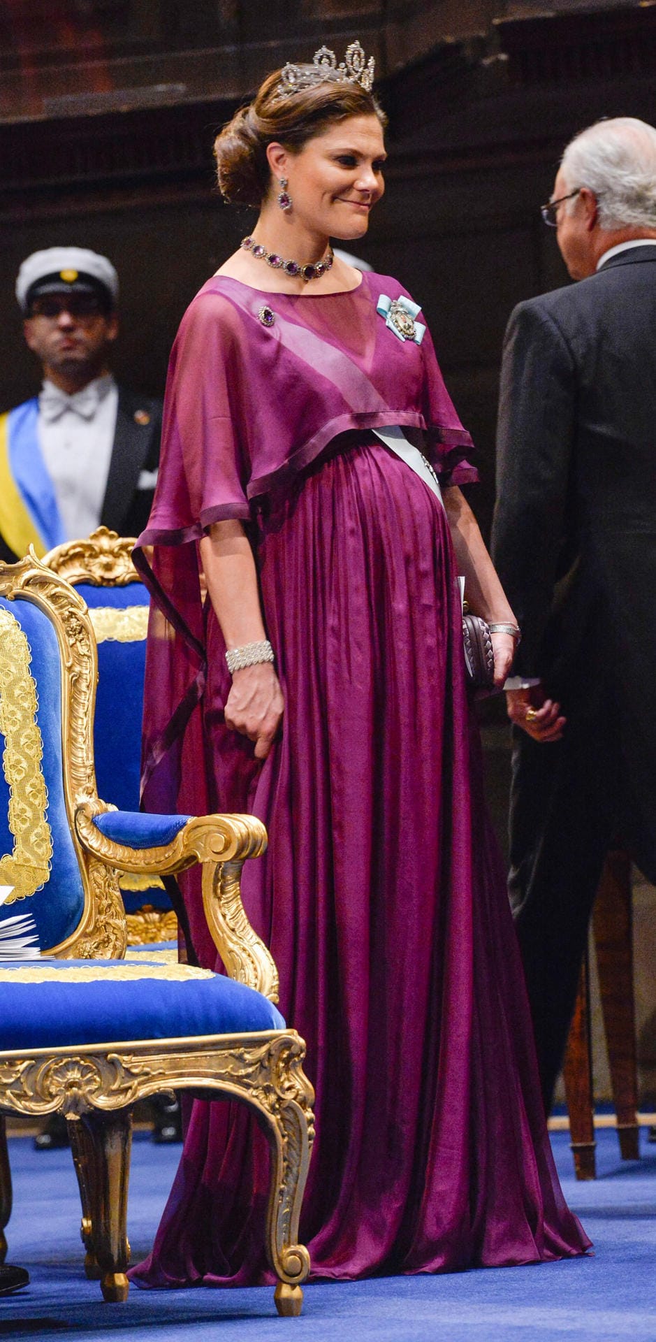 Victoria während ihrer zweiten Schwangerschaft beim Nobelpreisbankett 2015.