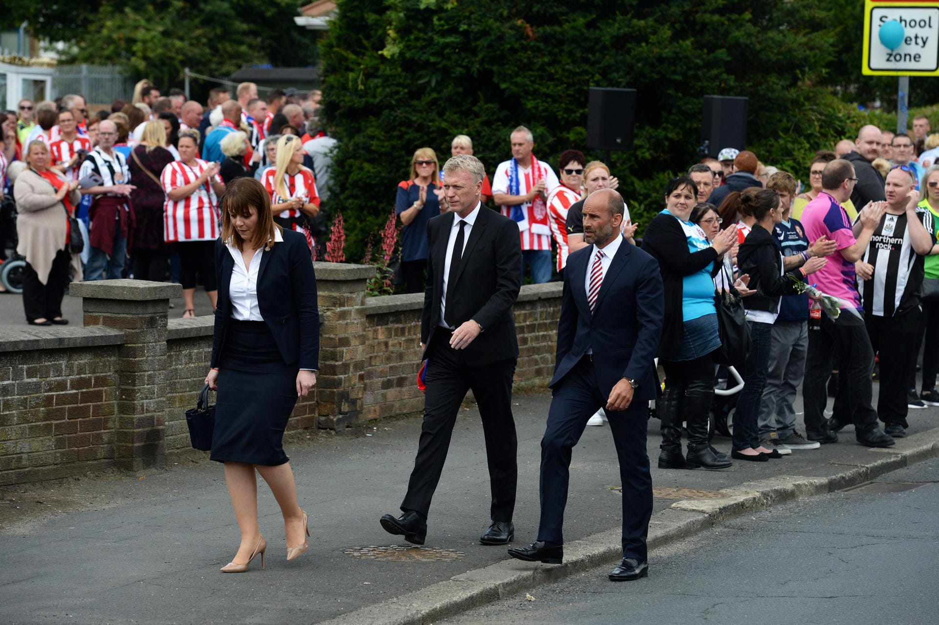 David Moyes departs St Joseph's Church after the funeral service of Bradley Lowery