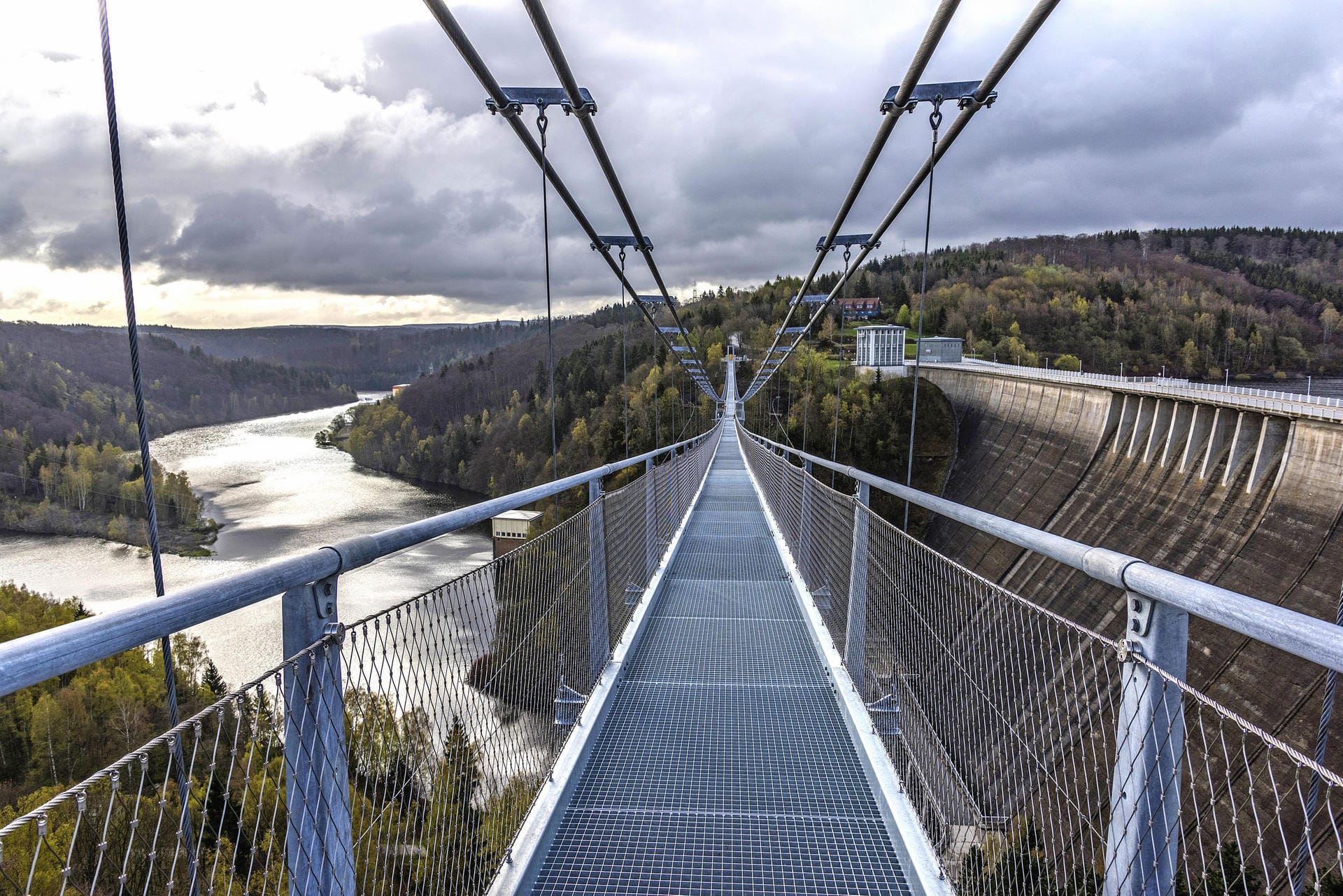 Wer schwindelfrei ist, kann von der Hängebrücke im Harz eine sensationelle Aussicht genießen.