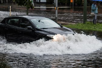 Überschwemmte Straßen in Berlin