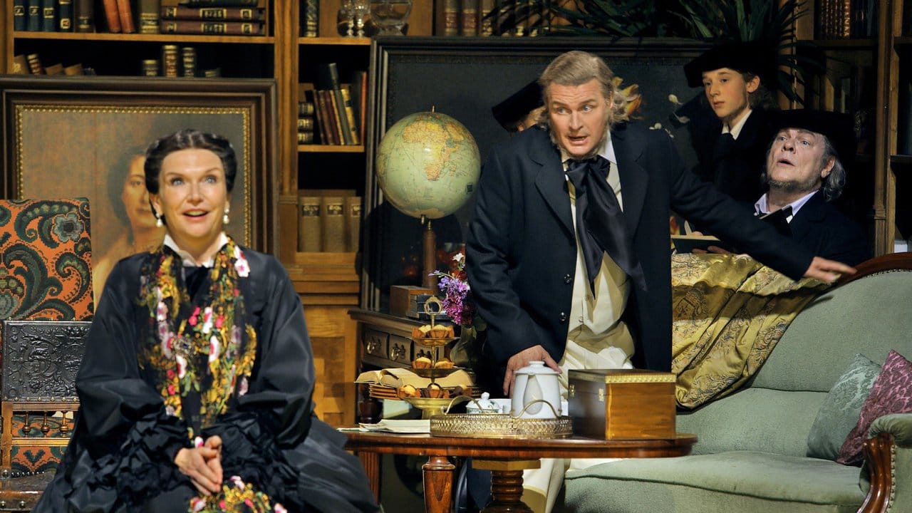 Anne Schwanewilms (Eva), Klaus Florian Vogt (Walther von Stolzing), Michael Volle (Hans Sachs) in Koskys Inszenierung.