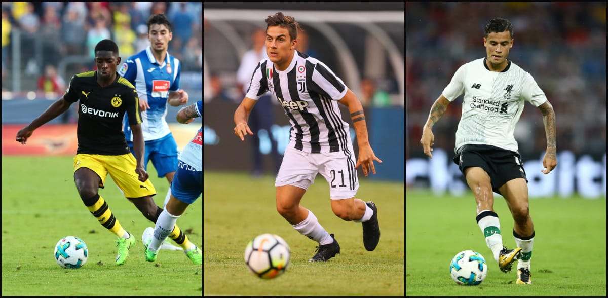 Ousmane Dembelé, Paulo Dybala und Philippe Coutinho Ousmane Dembelé, Paulo Dybala und Philippe Coutinho
