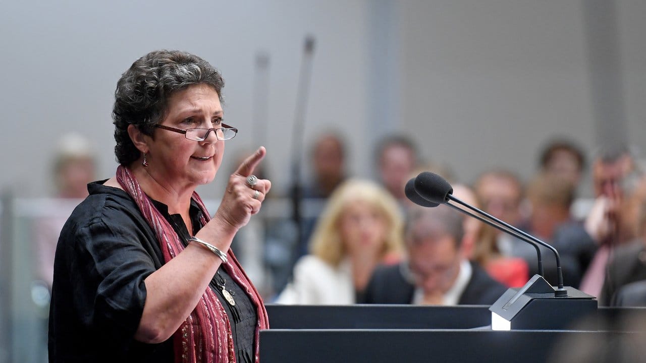 Anja Piel, niedersächsische Fraktionsvorsitzende von Bündnis 90/Die Grünen, spricht während der Sondersitzung im Landtag. Anja Piel, niedersächsische Fraktionsvorsitzende von Bündnis 90/Die Grünen, spricht während der Sondersitzung im Landtag.