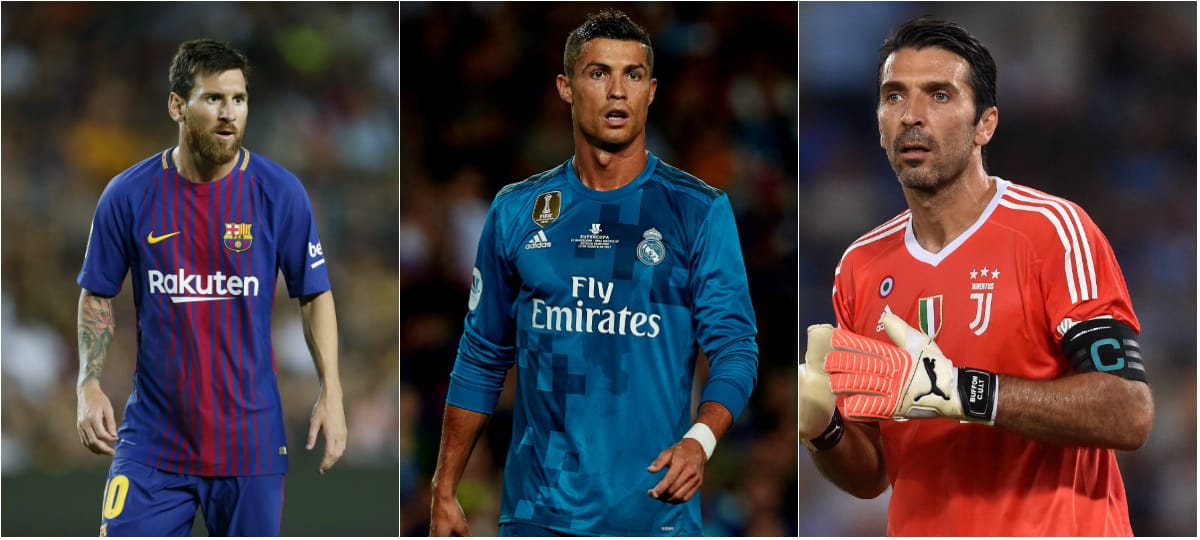 Lionel Messi, Cristiano Ronaldo und Gianluigi Buffon