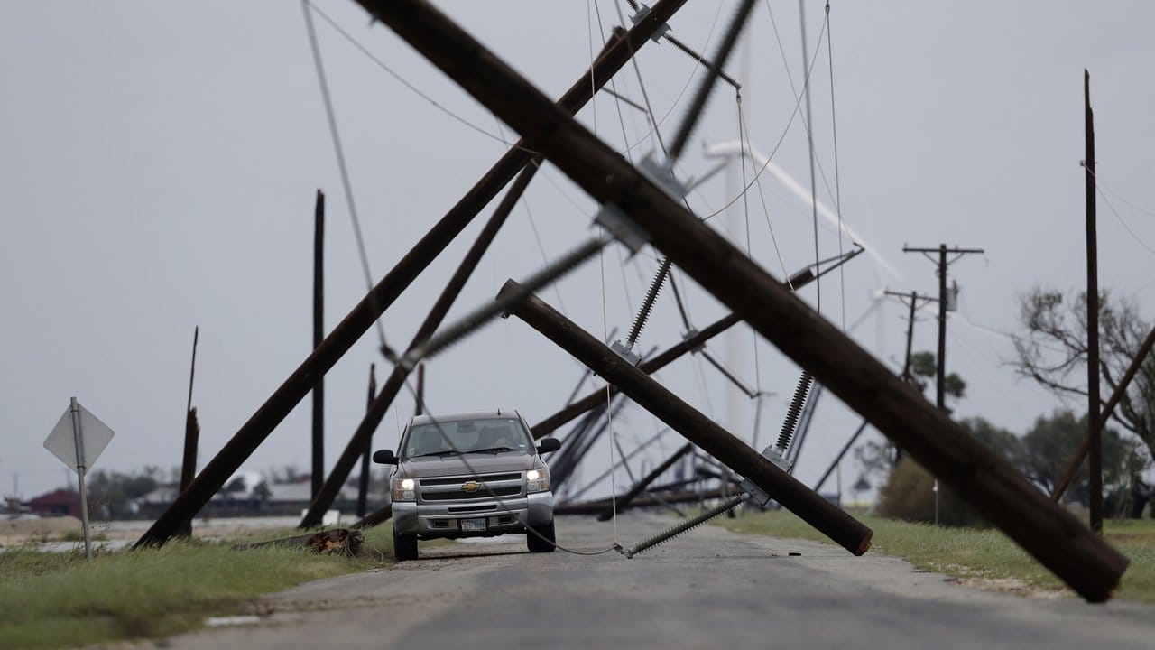 Umgestürzte Strommasten in Texas.