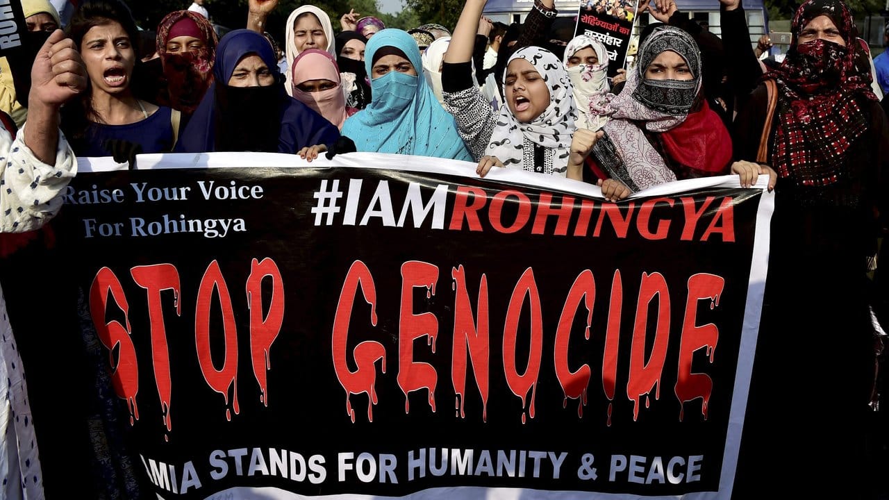 "Stoppt den Völkermord": Muslime demonstrieren in Neu Delhi gegen die anhaltende Gewalt in Myanmar.