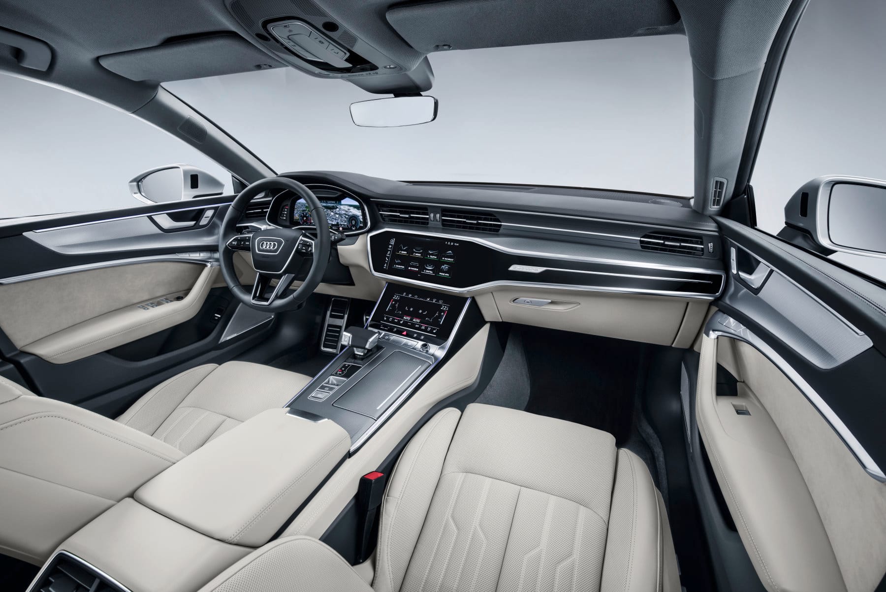 Im Innenraum orientiert sich der kommende Audi A7 ebenso wie der eng mit ihm verwandte A6 als Businesslimousine am neuen Topmodell A8.