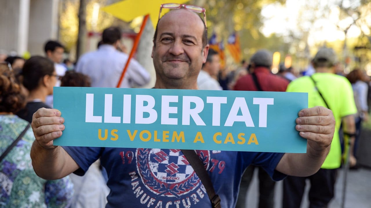 "Freiheit": Protest in Barcelona.