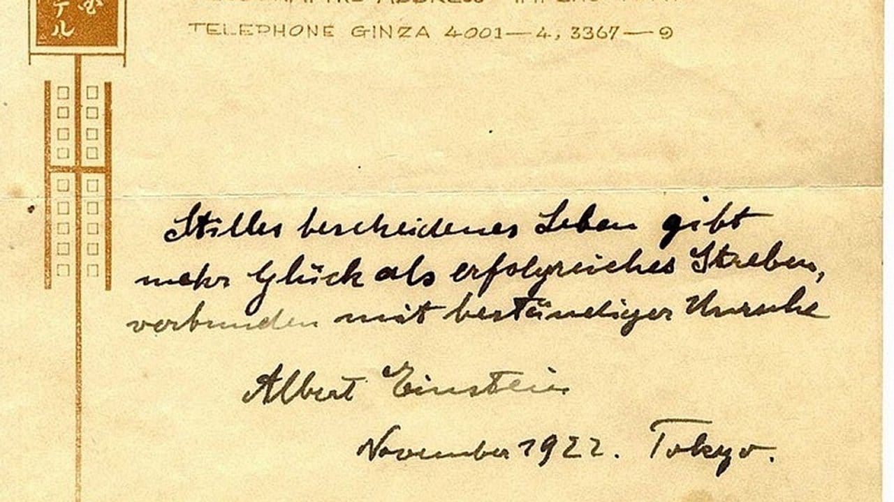 Die handschriftliche Notiz Albert Einsteins.