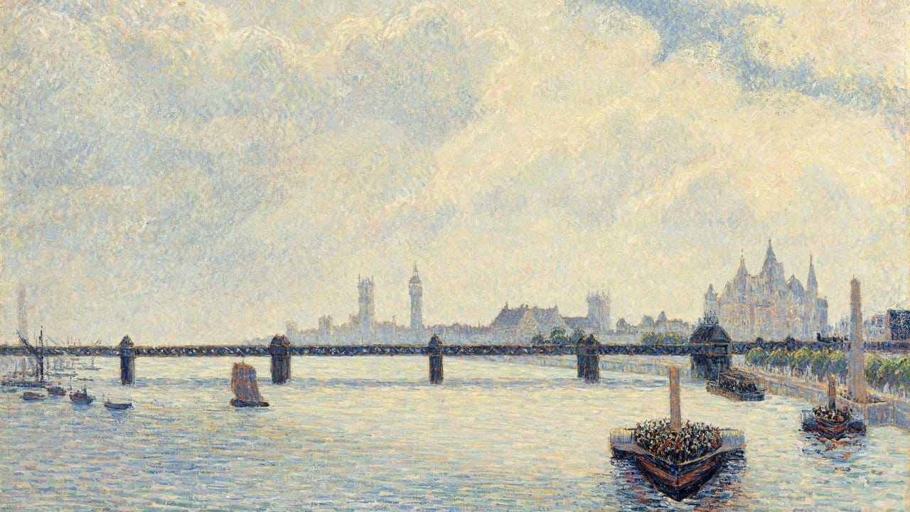 Das Ölgemälde "Charing Cross Bridge" (1890) von Camille Pissarro in der Tate Britain in London.
