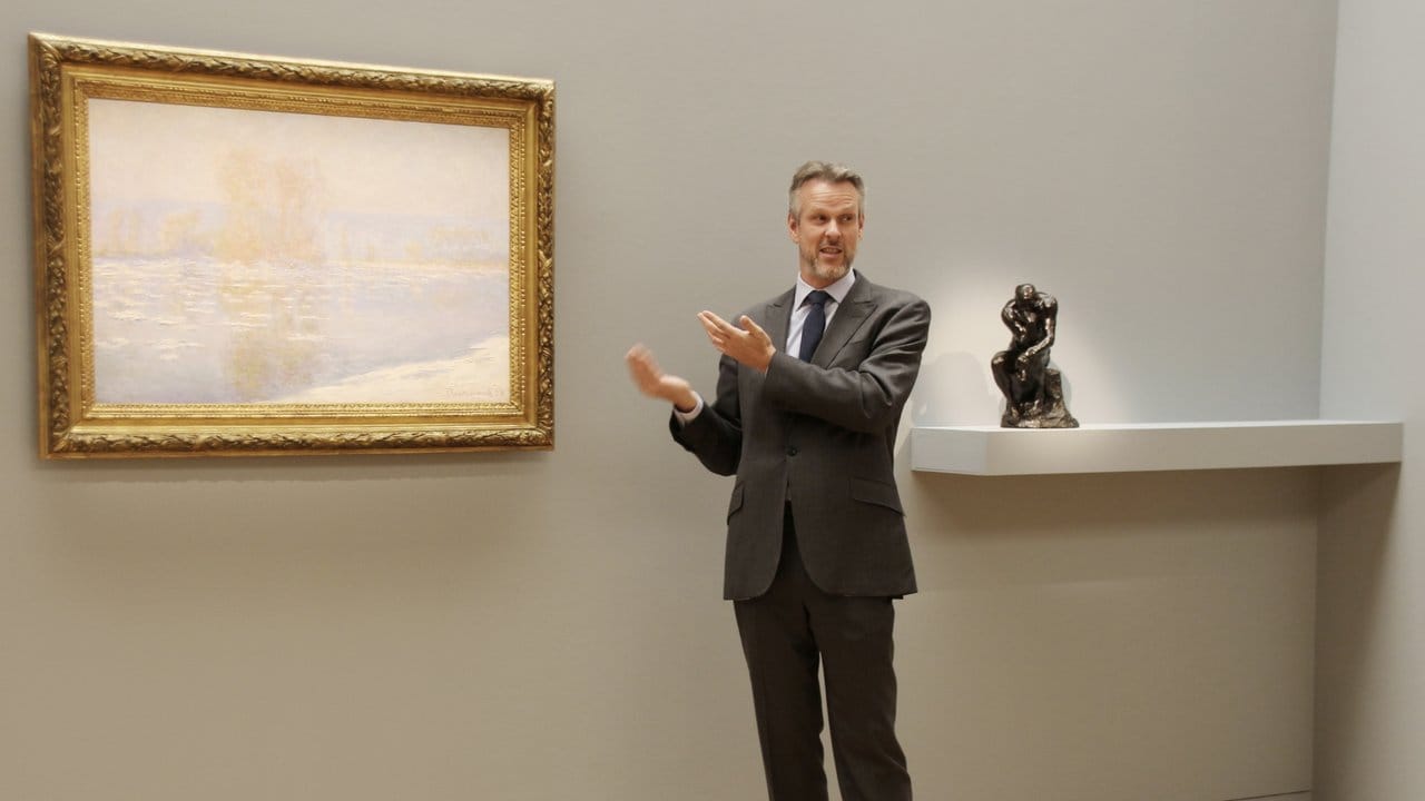 Sotheby's-Experte Simon Shaw vor Claude Monets Gemälde "Les glaçons, Bennecourt", das bis zu 25 Millionen Dollar einbringen könnte.