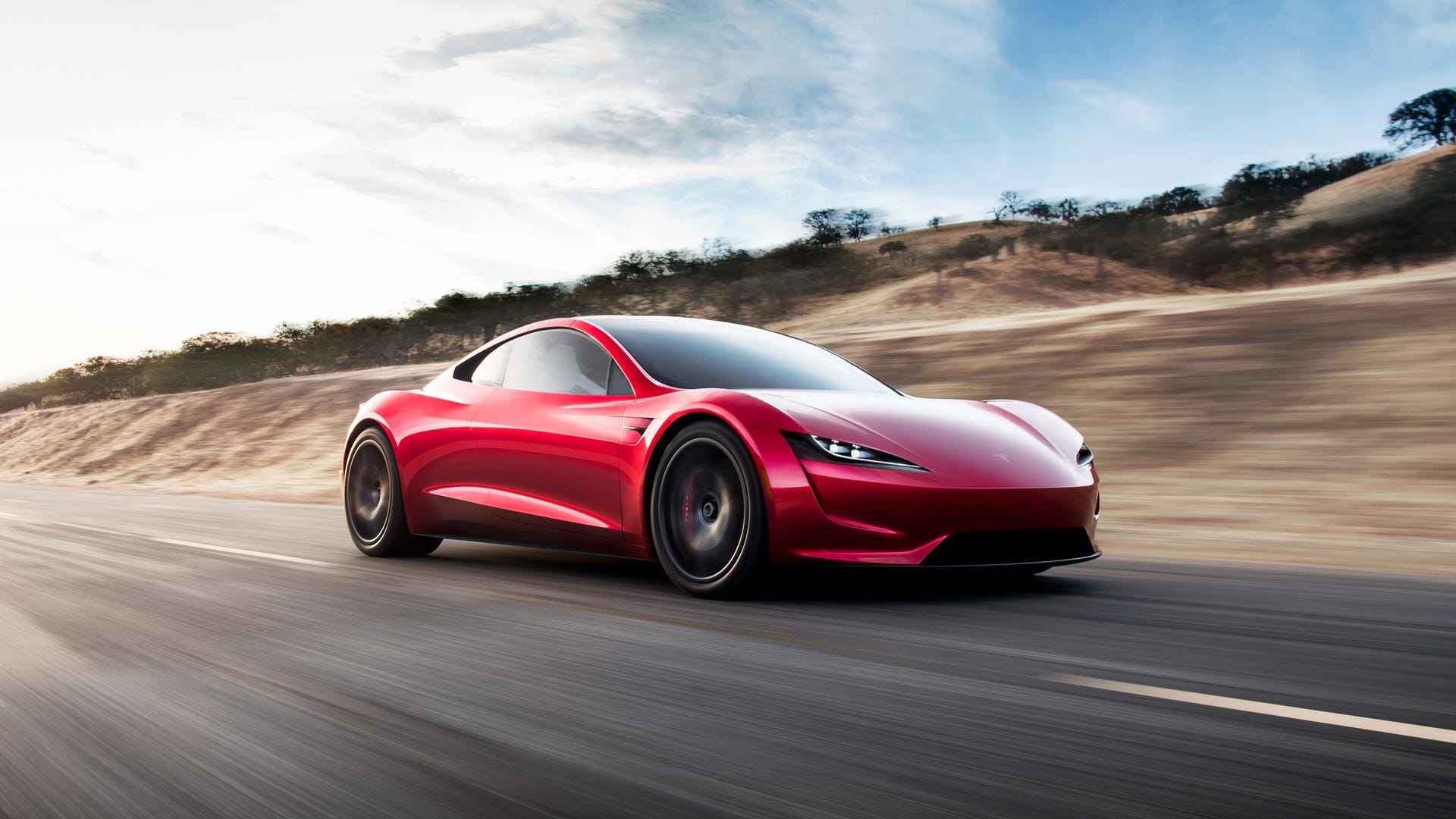 Neu in der Tesla-Flotte ist auch dieser Sportwagen mit Targa-Dach. Er soll 400 Stundenkilometer schnell sein, 1000 Kilometer Reichweite haben und vom Jahr 2020 an verfügbar sein.