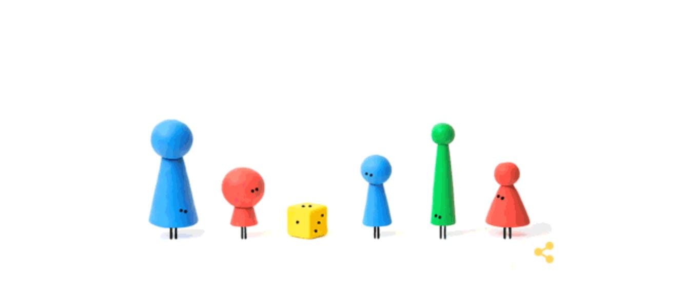 Google Doodle: Eine typische Szene beim "Mensch ärgere dich nicht"-Spiel