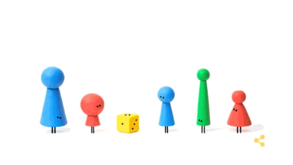 Google Doodle: Eine typische Szene beim "Mensch ärgere dich nicht"-Spiel