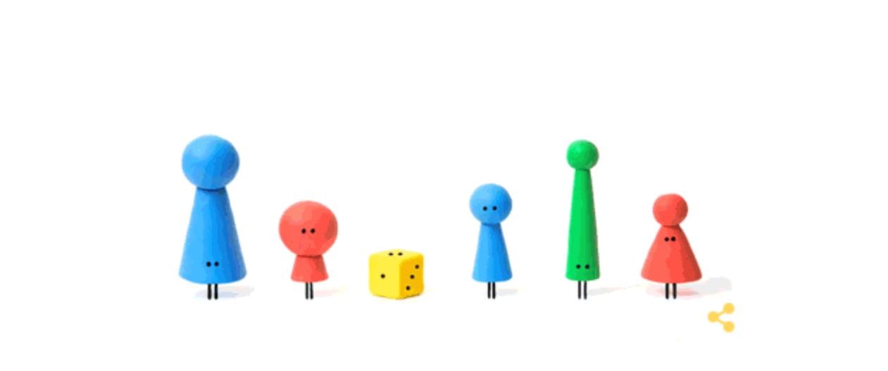 Google Doodle: Eine typische Szene beim "Mensch ärgere dich nicht"-Spiel