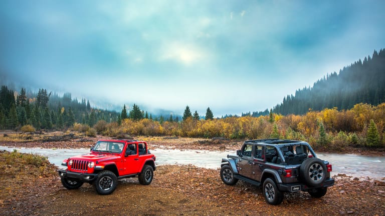 Neuauflage im klassischen Look: Jeep bringt seinen neuen Wrangler in mehreren Varianten, so als "Rubicon" und als "Sahara" (rechts).