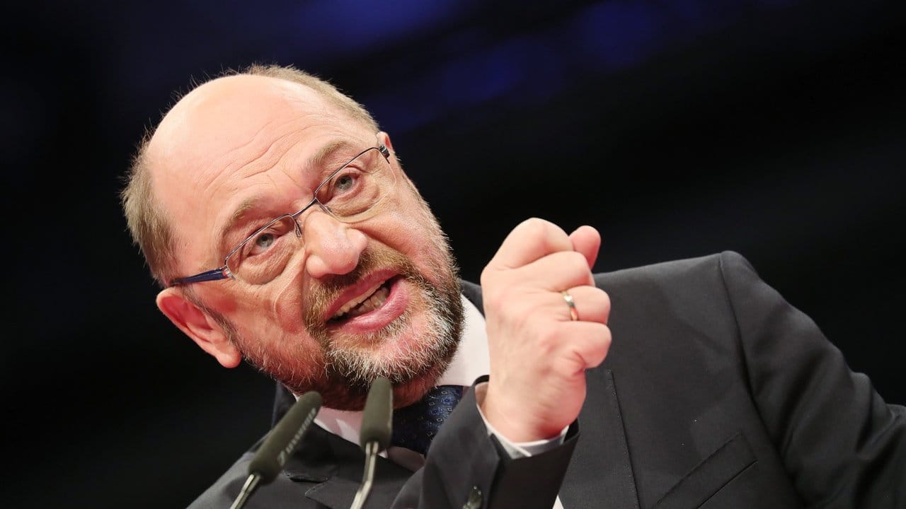 Der SPD-Parteivorsitzende Martin Schulz während seiner Rede bei dem Bundesparteitag.