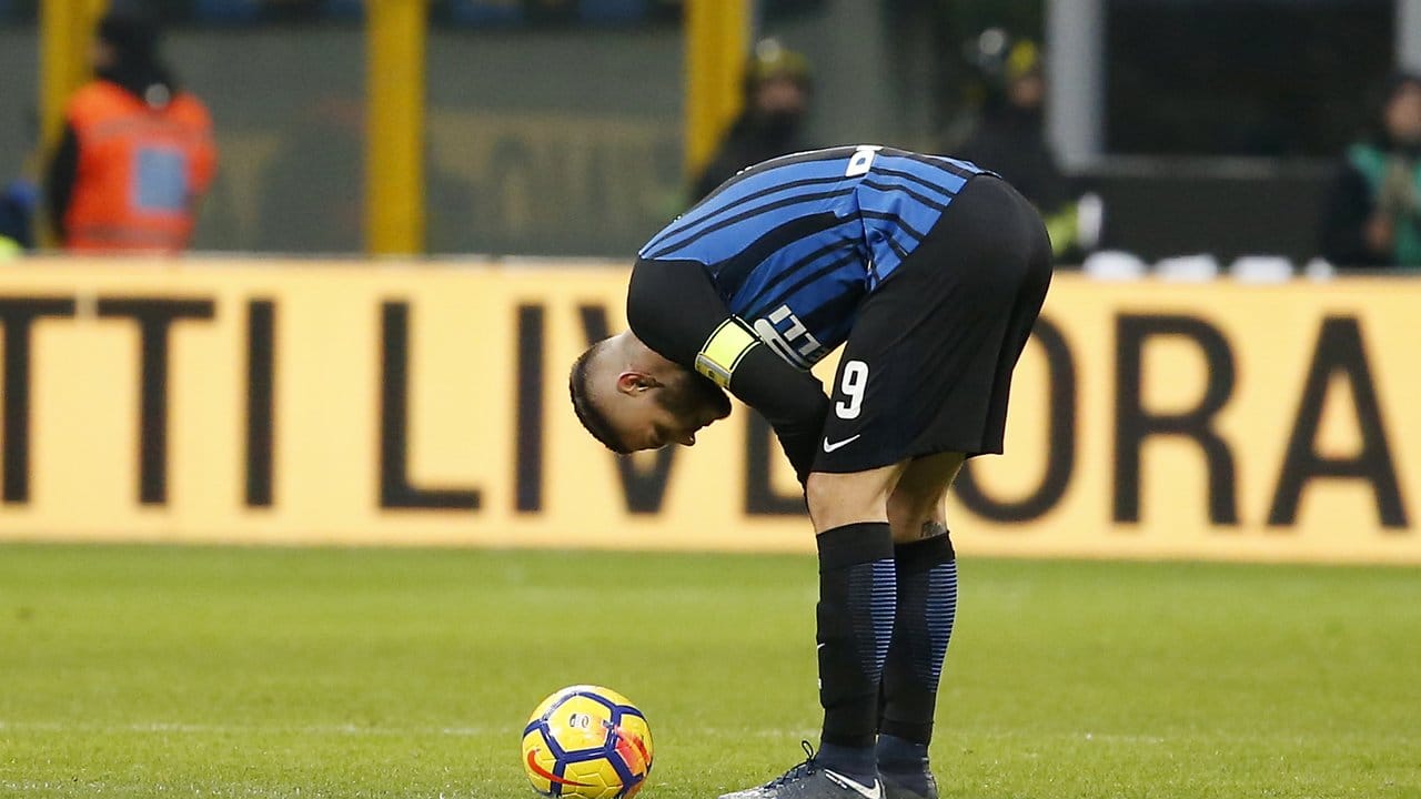 Mauro Icardi kam mit Inter Mailand niucht über ein torloses Unentschieden gegen Lazio Rom.