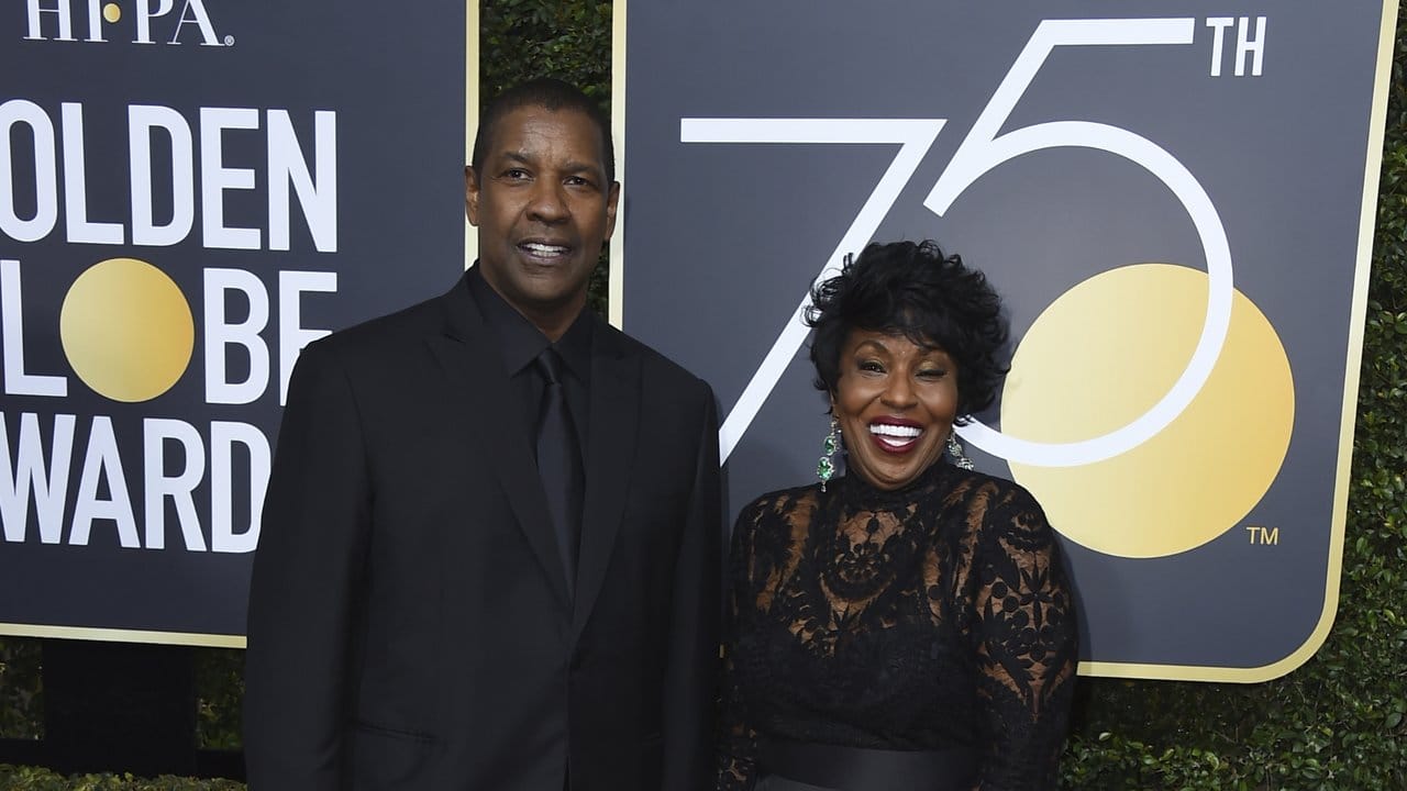 Denzel Washington - nominiert für einen Golden Globe - kommt mit seiner Frau Pauletta zu der Preisverleihung.