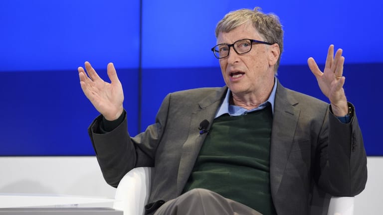 Bill Gates, Co-Vorsitzender der Bill & Melinda Gates Stiftung und Mitgründer der Firma Microsoft, spricht in Davos.