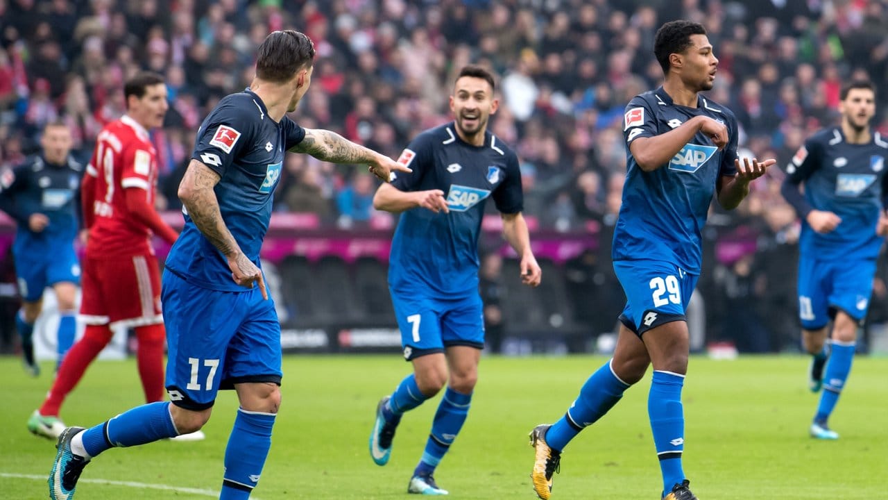 Ungewohntes Bild: Die Gäste aus Hoffenheim jubelten zweifach in München. Ungewohntes Bild: Die Gäste aus Hoffenheim jubelten zweifach in München.