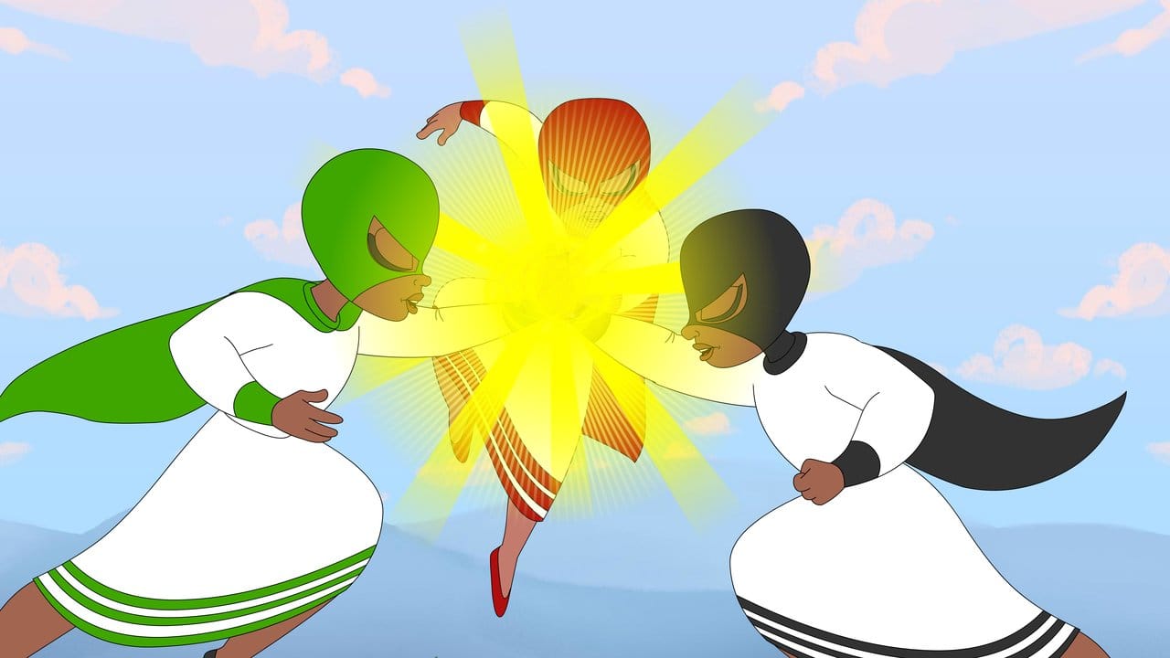 Die Zeichentrickfiguren Fikir (l-r), Fitih und Tigist aus der äthiopischen Zeichentrickserie "Tibeb Girls".